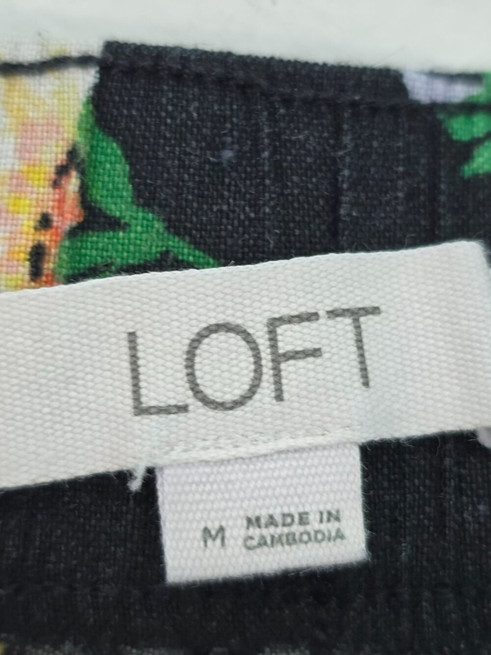 LOFT Florence Tie Waist Fluid Wide Leg Linen Crop Pants Garden Black Women M - Picture 10 of 10